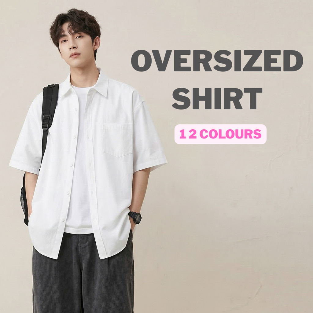 เสื้อเชิ้ตโอเวอร์ไซส์ Oversized Shirt เสื้อเชิ้ตทำงาน สีพื้น พร้อมส่ง