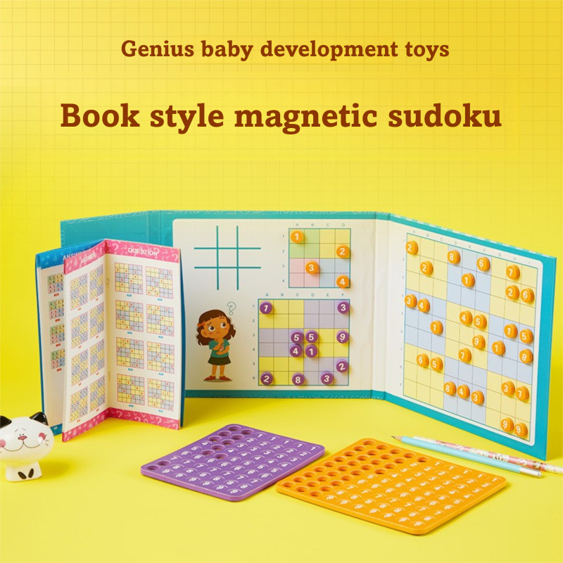 Four-in-One Magnetic Jiugongge Sudoku เกมหมากรุกโรงเรียนประถมศึกษาออสเตรีย Thinking Training เด็กการศึกษา