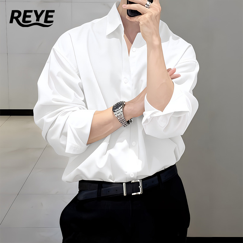 REYE OUTLET เสื้อเชิ้ตแขนยาว ผ้า Ice Silk พรีเมียม ทิ้งตัวสวย ระบายอากาศดี แห้งไว ไม่ยับง่าย