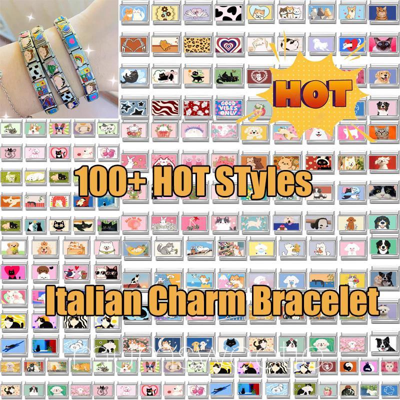 Fashion Happy Samoyed Dogs  Cats Panda Italian Charm Fit 9mm Stainless Steel Women DIY Bracelet Drop Shipping Jewelry