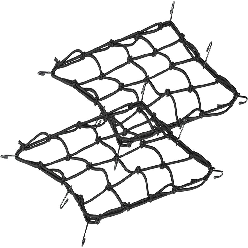 2-Pack Bungee Net Motorcycle Cargo Net, 12" x 12" Small Cargo Net Stretch to 24" with 6 Adjustable H