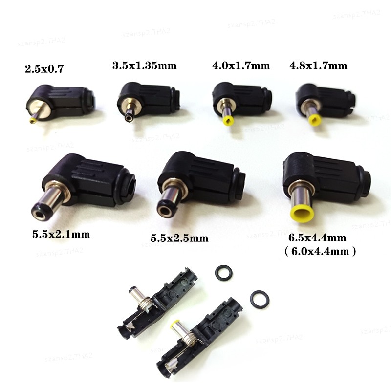 DC ชาย ปลั๊กแจ็ค 3.5x1.35 มม. 4.0x1.7 มม. 4.8 มม. 5.5x2.1 มม. 2.5x0.7 มม. มุมขวา connector สายซ็อกเก็ต 2.5x0.7 มม. บัดกรี THA2