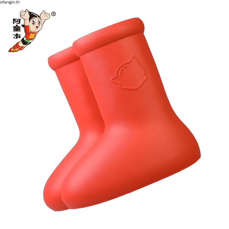 Astro Boy รองเท้าบูท รองเท้าฝน กันน้ํา ขนาดใหญ่ สีแดง สําหรับผู้ชาย และผู้หญิง ไซซ์ 34-45