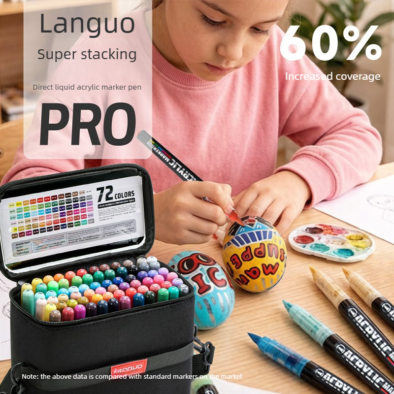 LANGUO 192/48 สี Heavy Color PRO Direct Liquid Acrylic Marker Soft Tips สมาร์ทหมึกควบคุม Office Scho