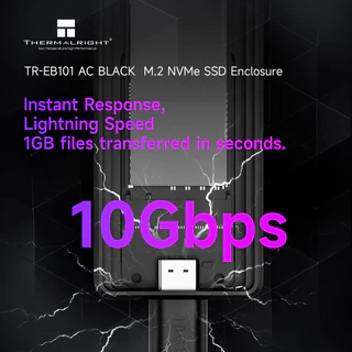 Thermalright กล่อง SSD M.2 NVMe SATA Enclosure 10Gbps USB3.2 GEN2 อะลูมิเนียมเต็มตัว ระบายความร้อนสูง รองรับ M Key B Key สำหรับโน้ตบุ๊ก มือถือ PS5 TR-EB101 สีดำ