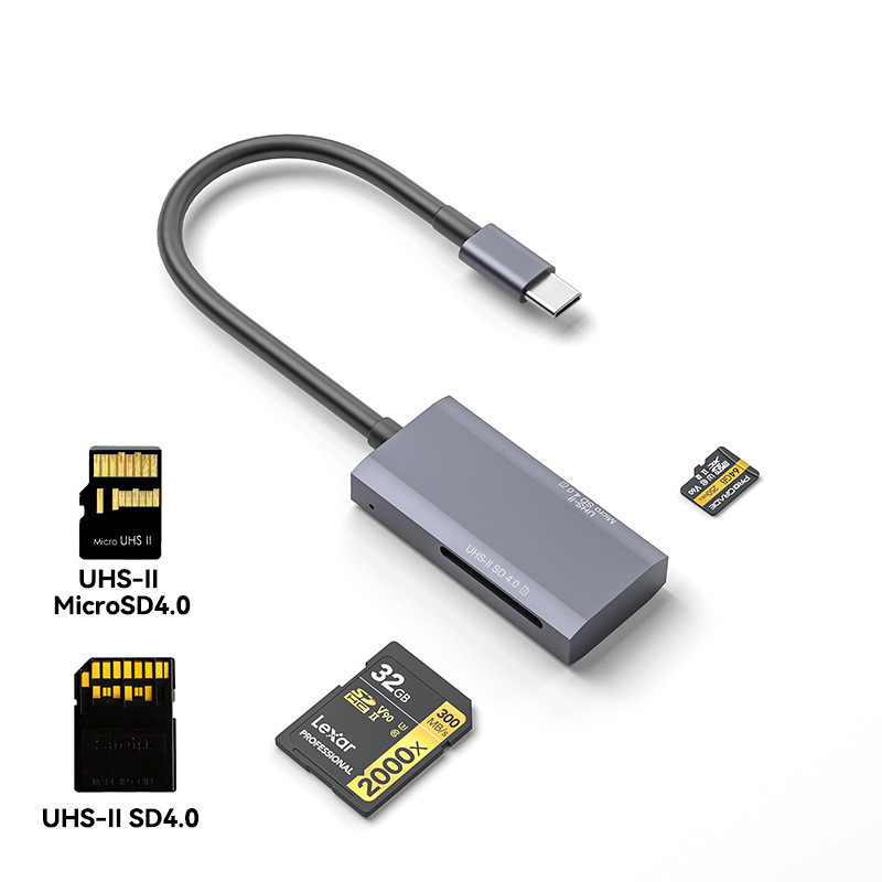 Type-C ถึง 4.0 UHS-II PUSH V90 SD/TF เครื่องอ่านการ์ด OTG ความเร็วสูง All-in-One