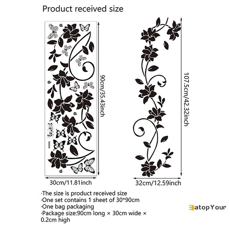 EatopYour] Flower Iris Vine Mirror Glass Stier ตกแต่งบ้านห้องน้ํา Self-กาว Wall Stier ใหม่