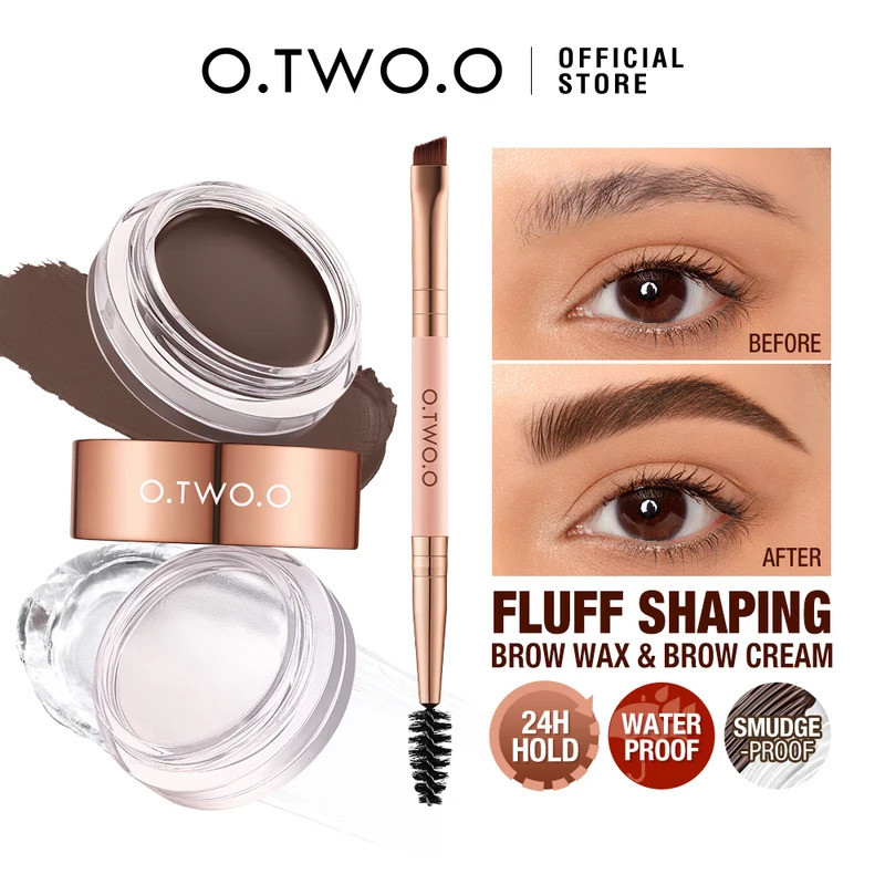 O.TWO.O Eyebrow Pomade Brow Gel Wax 2 IN 1 กันน้ํา Long Lasting Creamy Texture Eye Brow Tint Enhance