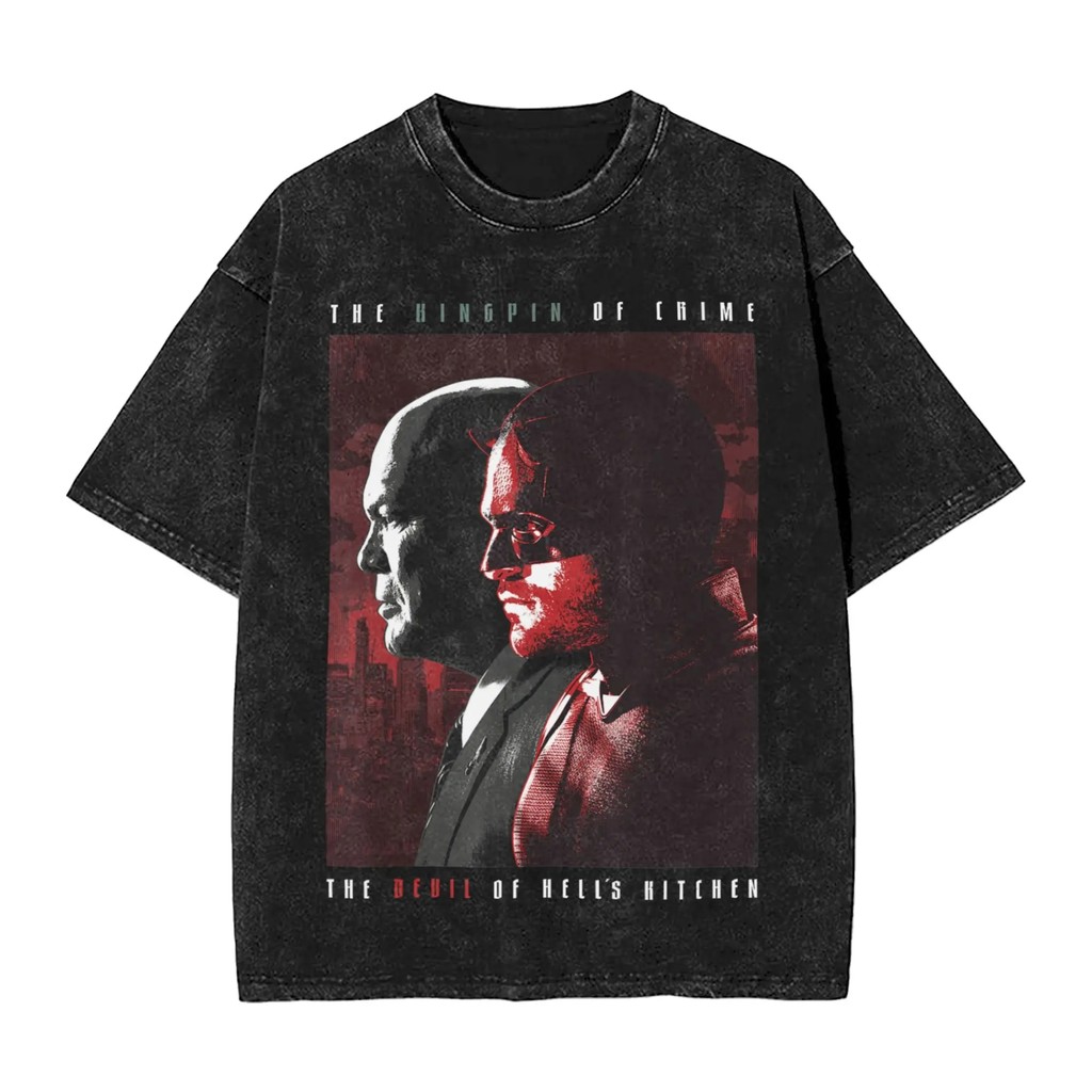 เสื้อยืดแขนสั้น Marvel Daredevil Kingpin กราฟิก Devil พร้อมผ้าฝ้ายคุณภาพเยี่ยม
