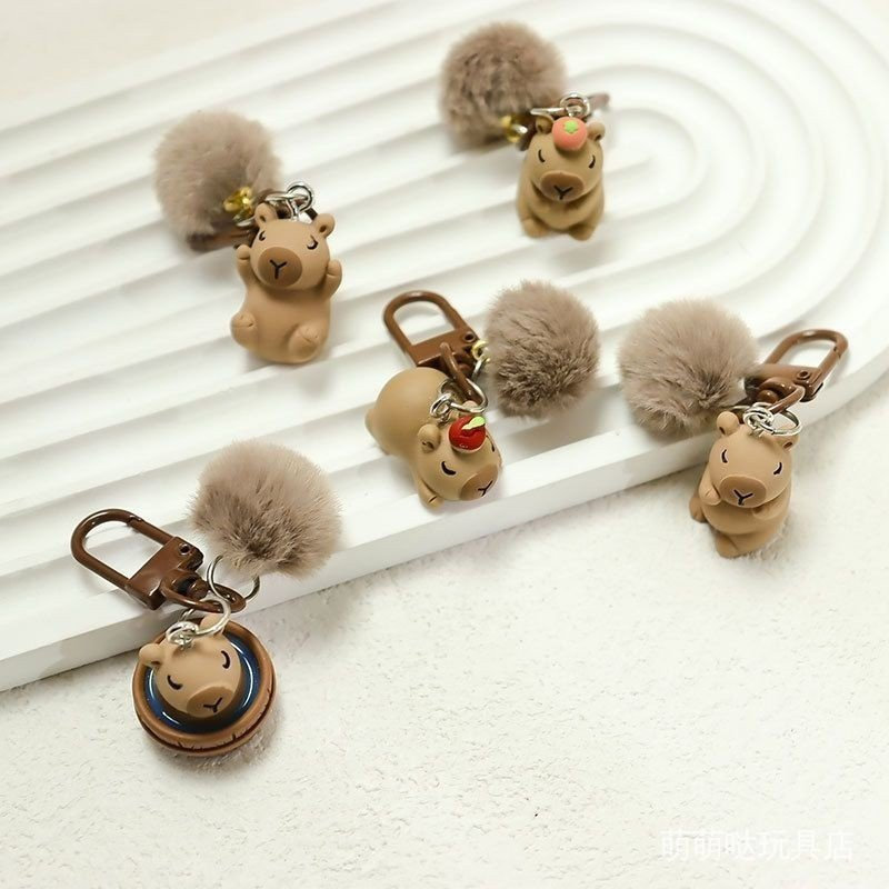 Kapibala Kapibala Merchandise จี้ Kapibala พวงกุญแจโซ่โทรศัพท์มือถือเรซิ่นจี้การ์ตูนกระเป๋านักเรียนอ