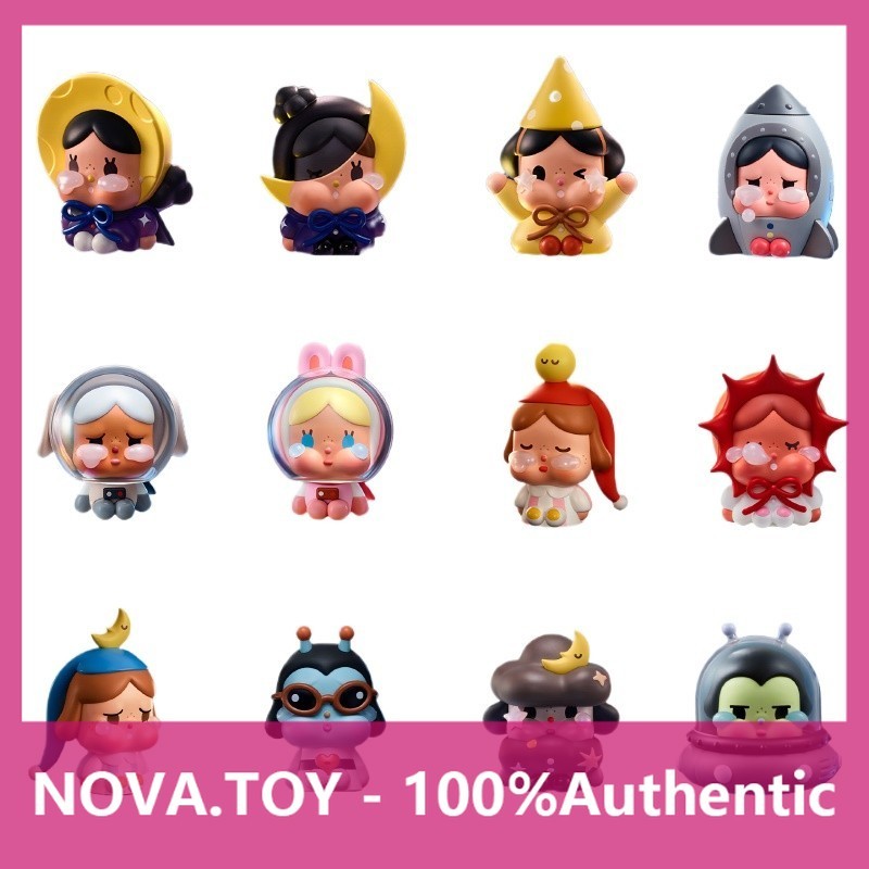 POPMART POPMART CRYBABY Outing Moon Sit Series การตกแต่งกล่องปริศนา
