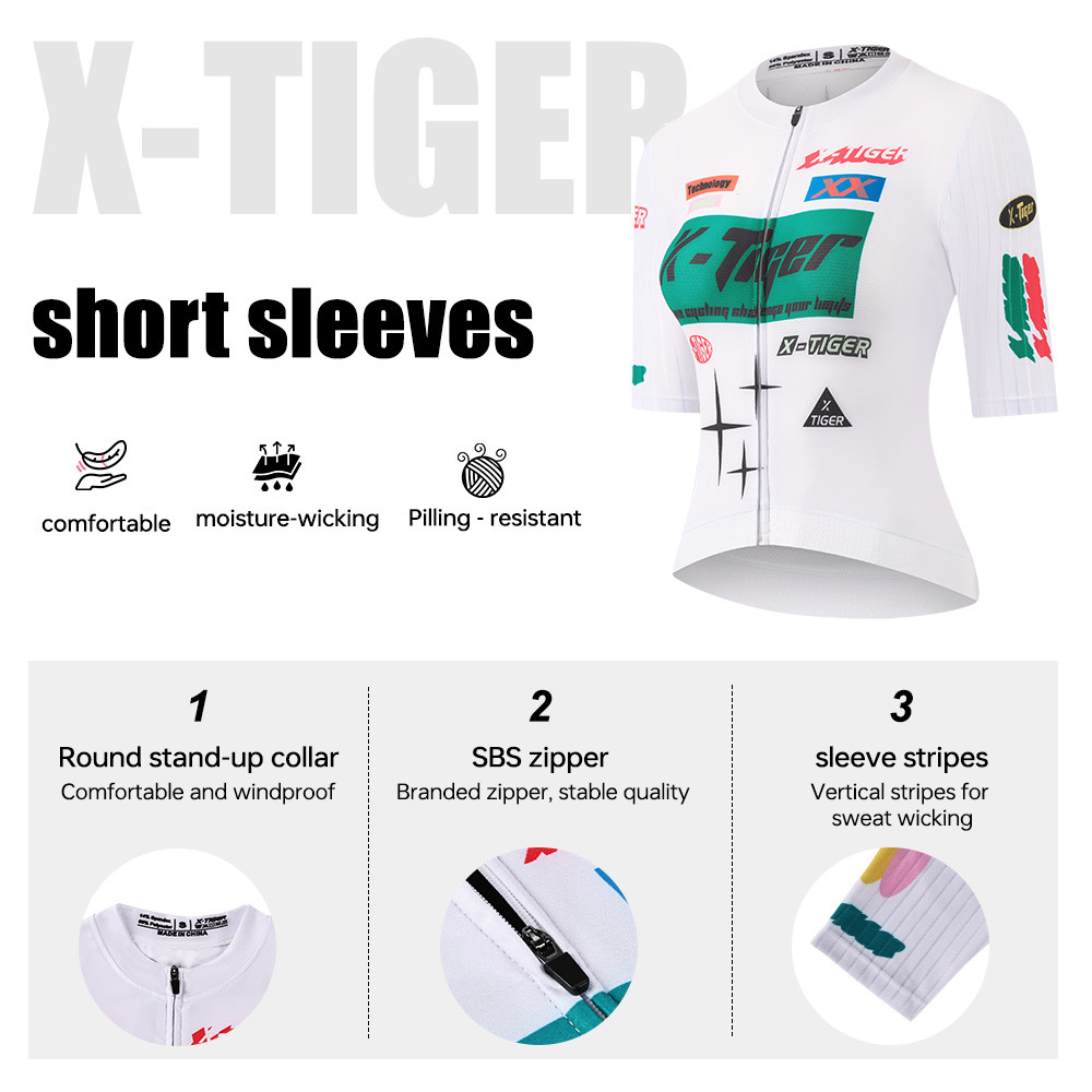 X-TIGER จักรยานเสื้อยืดแขนสั้นสำหรับผู้หญิง พร้อมฟีเจอร์ป้องกันแสงUV ผ้าระบายอากาศและแห้งไว ออกแบบมาพร้อมกระเป๋าด้านหลังและซิบกันเลื่อน — صورة 3