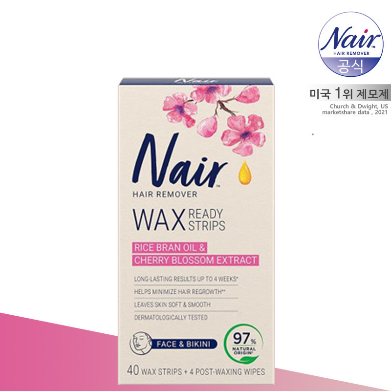 Nair Face Wax Strips 40 ชิ้น + ผ้าเช็ดทําความสะอาดตกแต่ง 4 ชิ้นแถบขี้ผึ้งกําจัดขนบนใบหน้าผิวแพ้ง่าย