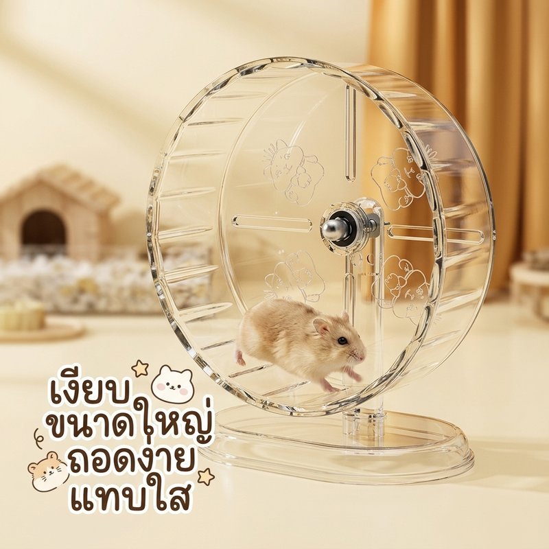 ล้อวิ่งหนูแฮมสเตอร์ ล้อเงียบ ขนาดใหญ่ ป้องกันกระดูกสันหลัง ถอดประกอบง่าย ทำความสะอาดง่าย โปร่งใส