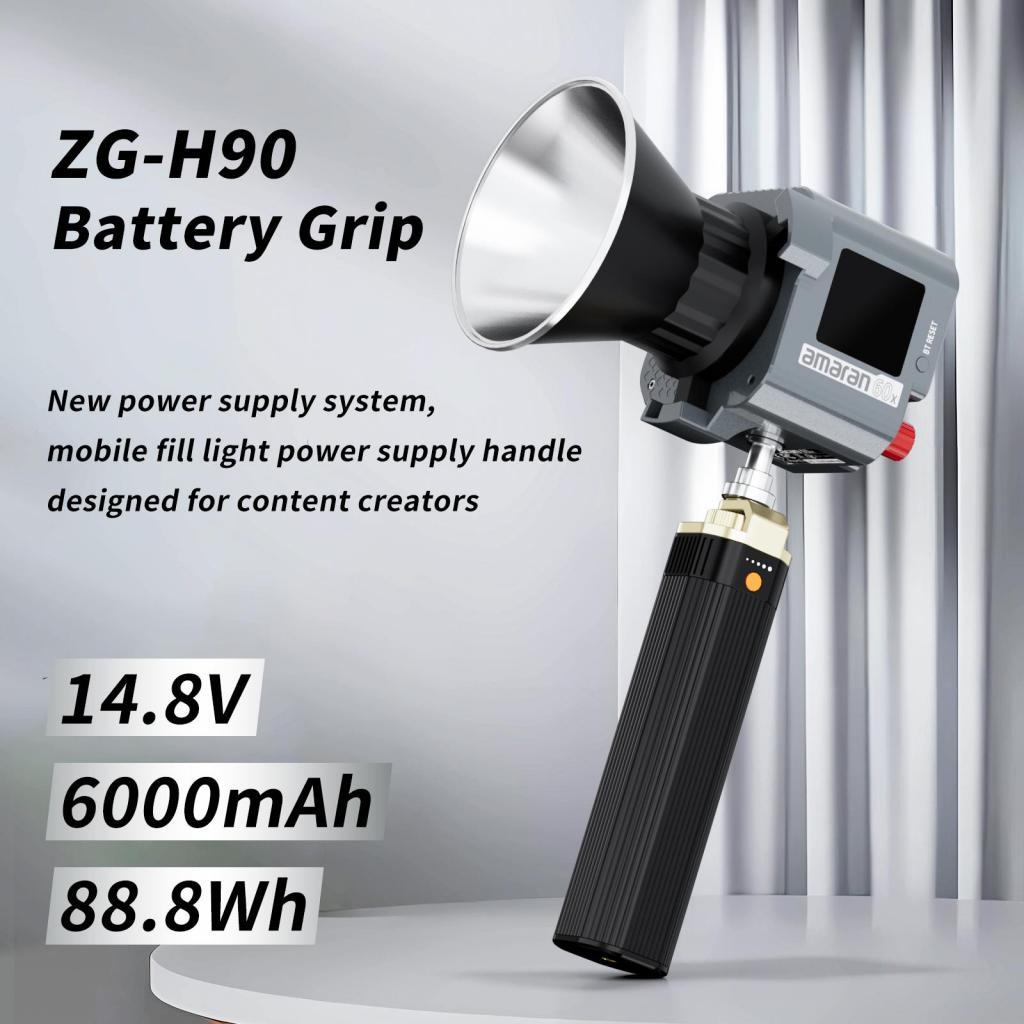 ZGCINE ZG-H90 Power Bank Handle Grip 88.8Wh แบตเตอรี่สากลพร้อมตัวบ่งชี้ 6000mAh 1/4in รองรับสกรู USB