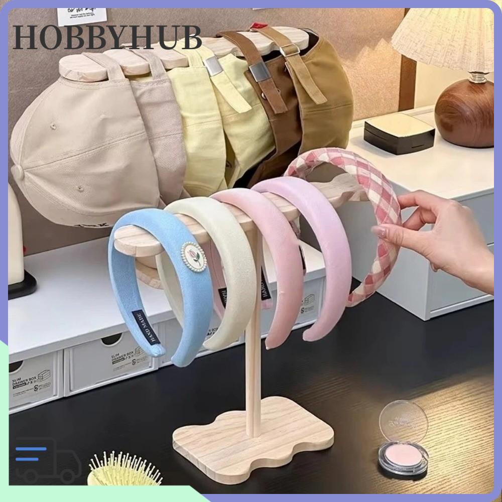HOBBYHUB ฮอบบี้ฮับ ขาตั้งคาดศีรษะ, ขาตั้งจอแสดงผลขนาดใหญ่ที่ทนทาน, ไม้แบบพกพาความจุขนาดใหญ่ชั้นเก็บของสําหรับสร้อยคอสร้อยข้อมือ