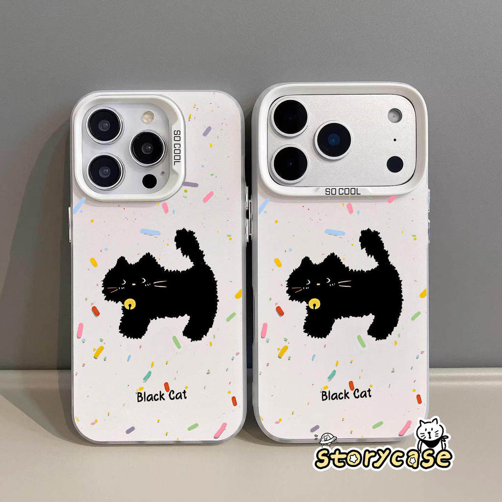 เหมาะสำหรับ OPPO Reno 8T 15 14 11 10 10 Pro 4F 5F 5 6 7Z 8Z 12 12F 13 13F 15F 13 14 15 Pro เคสโทรศัพท์ลายแมวดำหลากสี