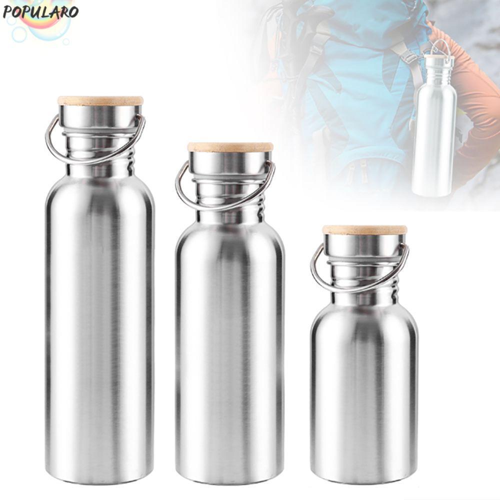 POPULARO ขวดน้ําจักรยาน Leak-Proof Insulated Single Walled Metal Flask