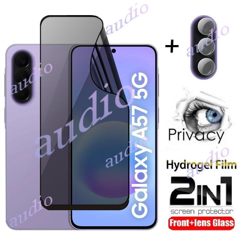 Samsung A57 5G 2in1 เลนส์หน้าAnti-Spy Hydrogelฟิล์มสําหรับSamsung Galaxy A57 A37 A27 A17 A07 5G 4G F