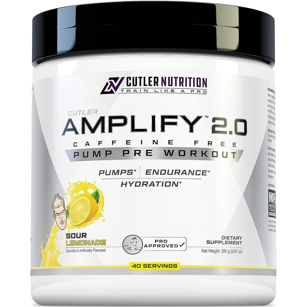 Cutler Nutrition Amplify Pump Pre Workout Caffeine Free Nitric Oxide Booster ประกอบด้วย Argiine และ 