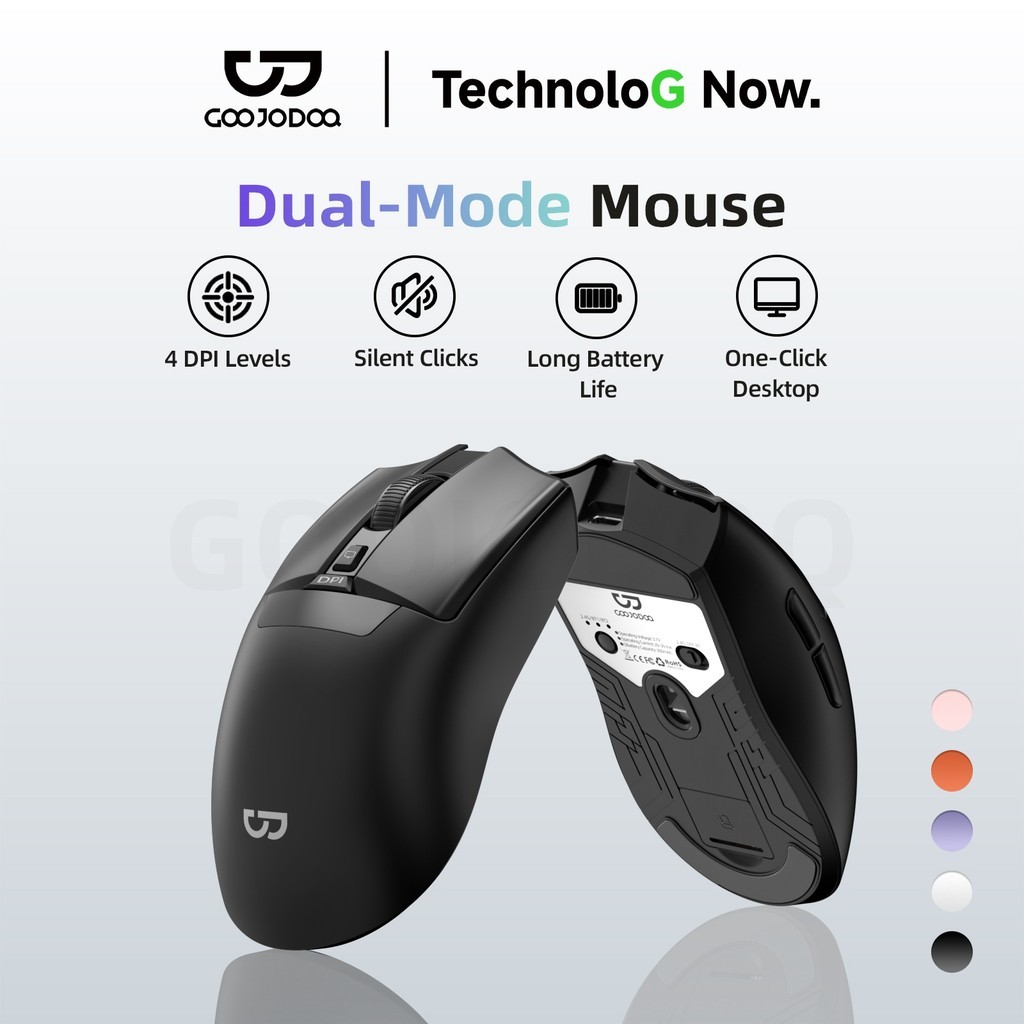 GOOJODOQ Silent Digital Display Mouse Dual-mode Wireless Connection Five-level DPI Adjustment Ergonomic Design