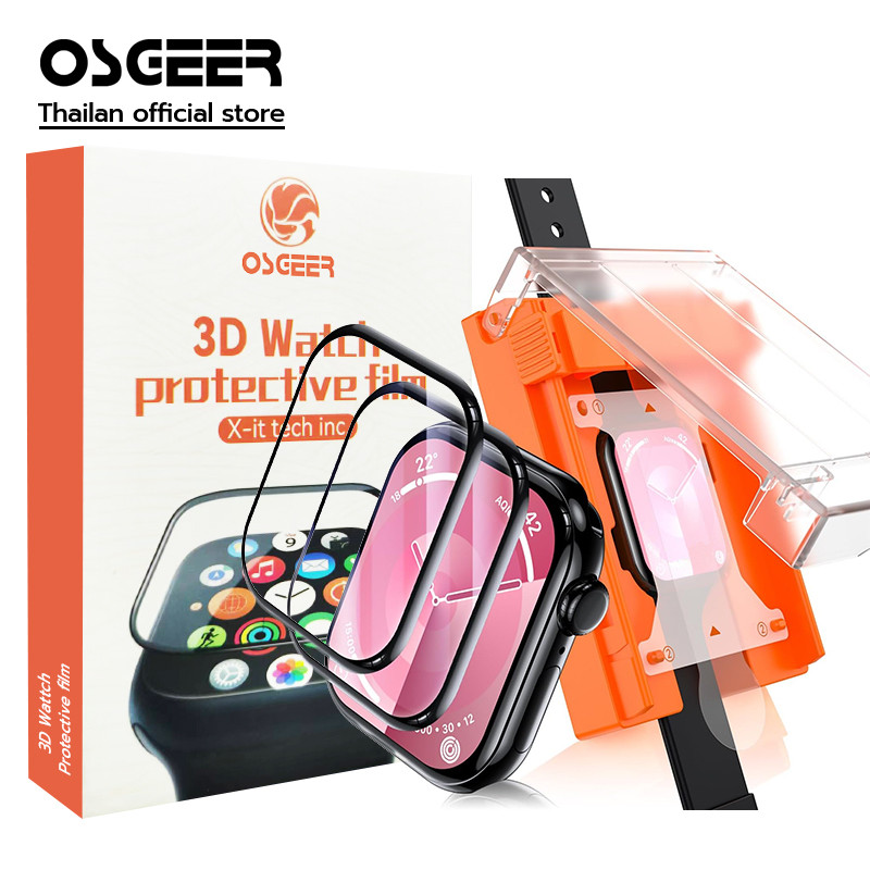 OSGEER 2 แพ็คป้องกันหน้าจอสําหรับ Apple Watch Series 11 / 10 / 9 / 8 / 7 / 6 / 5 / SE / 4 40MM 41MM 42MM 44MM 45MM 46MM [วัสดุฟิล์มเซรามิกไม่ใช่แก้ว], ป้องกันรอยขีดข่วน, HD Clear, ติดตั้งง่าย