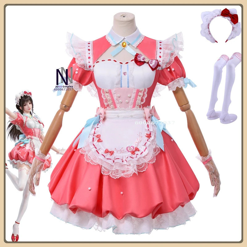 เกม Naraka: Bladepoint คอสเพลย์ Hutao ชุดวิกผมและโบว์สีแดงคุณภาพสูง
