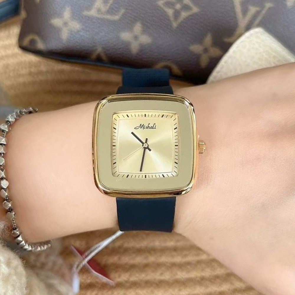 Mishali/Mishali ซิลิโคนกันน้ําบรรยากาศหญิง Retro Temperament Glossy นาฬิกาสุภาพสตรี