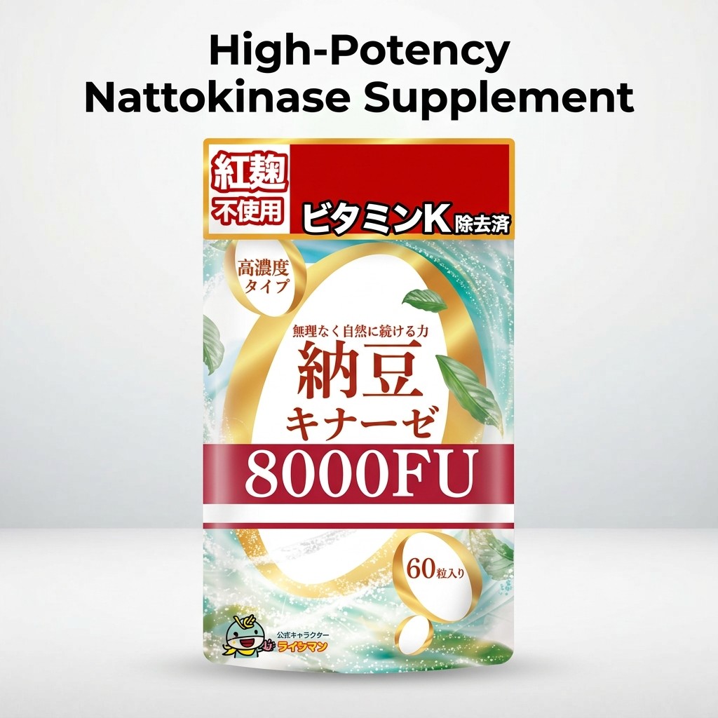 High-Potency Nattokinase Supplement - 8000 FU, No Red Yeast Rice, Flavorless & Odorless, Vitamin K R