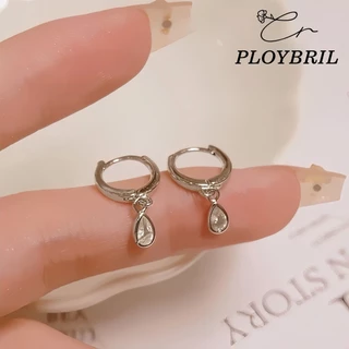 PLOYBRIL✨ต่างหูเงิน Tiny Drop ตุ้มหูเงิน ต่างหูแฟชั่น ต่างหูเพทายรูปหยดน้ำ ตุ้มหูเงิน ต่างหูเพชร E061