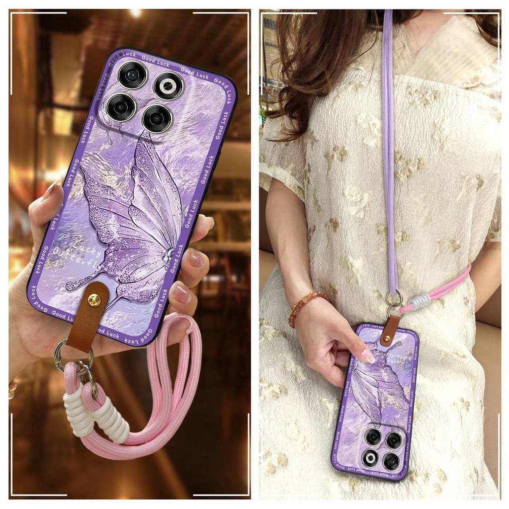 สร้อยคอซิลิโคนเคสโทรศัพท์สําหรับ ZTE Blade V70/Axon70 Anti-knock Lanyard ออกแบบแฟชั่นทนทาน Crossbody