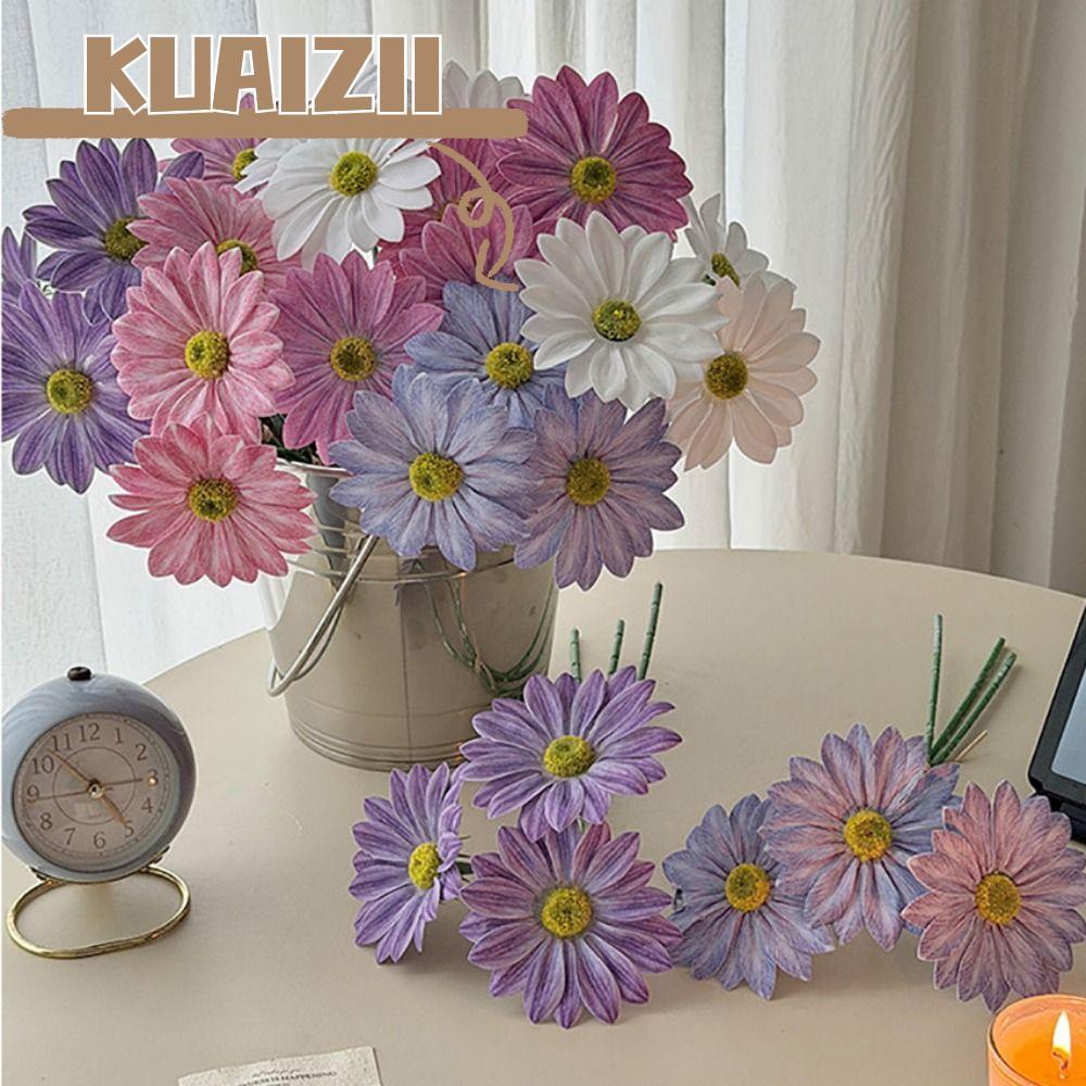 KUAIZII 3 ชิ้น/ชุดเดซี่ดอกไม้ประดิษฐ์ หลากสี จําลองดอกเบญจมาศ ดอกทานตะวัน สําหรับตกแต่งบ้าน อุปกรณ์ประกอบฉาก
