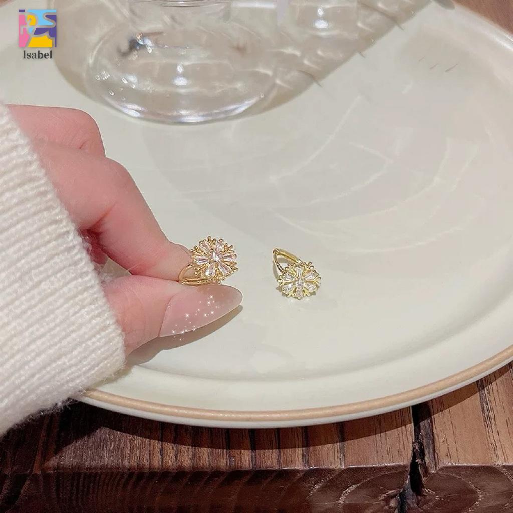 ต่างหูเกล็ดหิมะ ทองแข็ง 18k สำหรับของขวัญ สตรี hypoallergenic - รูปที่ 6