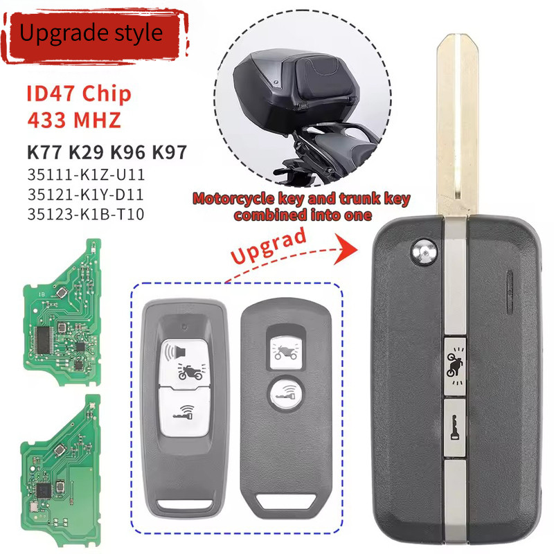 เปลี่ยนกุญแจรีโมทสําหรับ Honda PCX160 2021-2023 สกู๊ตเตอร์รถจักรยานยนต์ 433 92MHz 47 ชิปรุ่น 35111 K