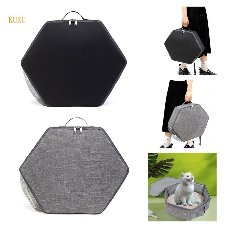 KU* Outdoor Folding Cats Toilet Portable Easy to Store Oxfords Cloth Materials