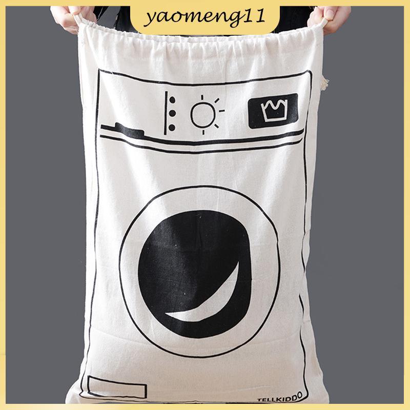 YM ขนาดใหญ่ผ้าฝ้ายและผ้าลินินถุงซักผ้าเสื้อผ้าของเล่นกระเป๋าเก็บการพิมพ์ผ้า Drawstring Duffle กระเป๋าเสื้อผ้าสกปรก Organizer กระเป๋า TH