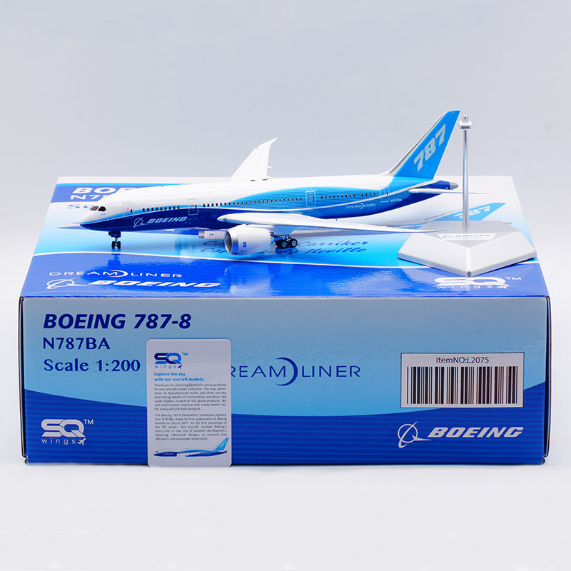 SQ Wings 1: 200 เครื่องบินโลหะผสมรุ่น Boeing 787-8 Original Factory Coating N787BA