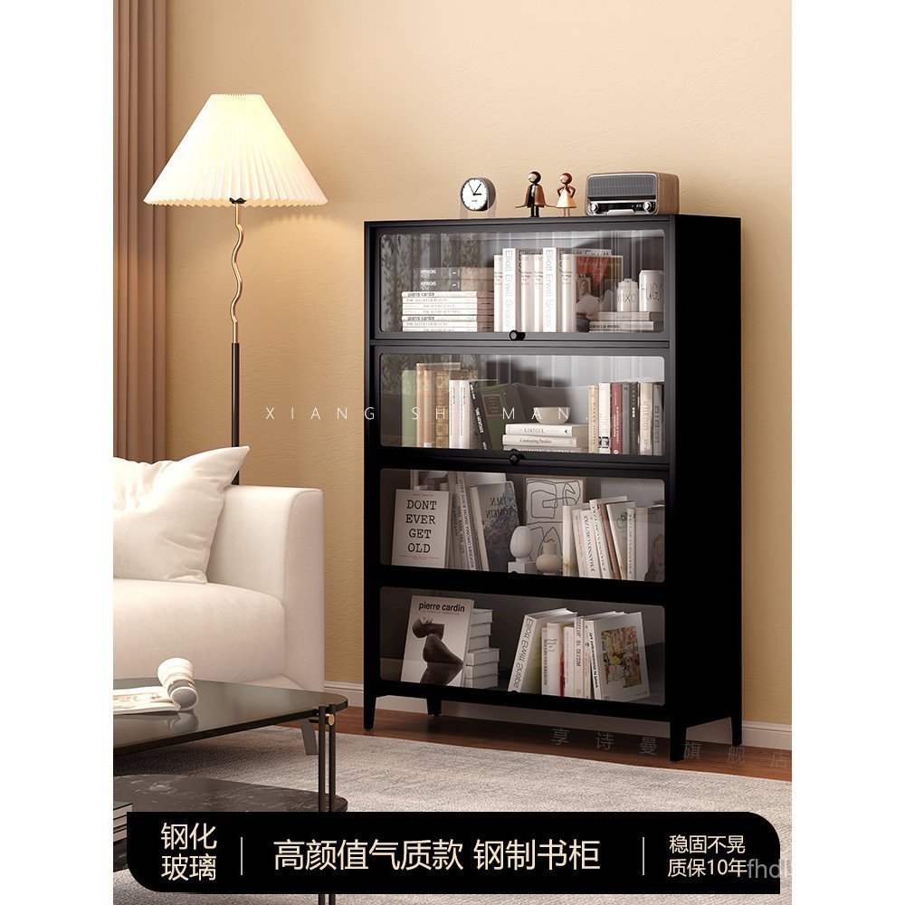 ตู้โชว์แบบบูรณาการ Hand-Made Xiangshiman Flagship Store ชั้นวางหนังสือแก้วเก็บตู้เหล็กตู้หนังสือตู้ด