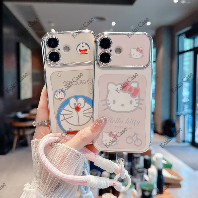เคสโทรศัพท์ลายเฮลโลคิตตี้และโดราเอมอน ใช้ได้กับ iPhone 11/13/14/15Pro/16/17Pro/16ProMax,X/MAX/XR,7/8