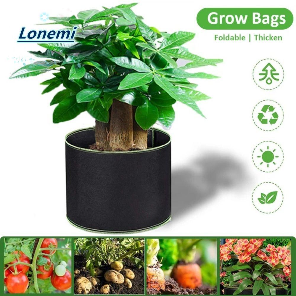 LONEMI 1/3/5/7/10 Gallon Garden Planting Bag, Felt with Handles Grow Bag, High Quality Garden Tools 