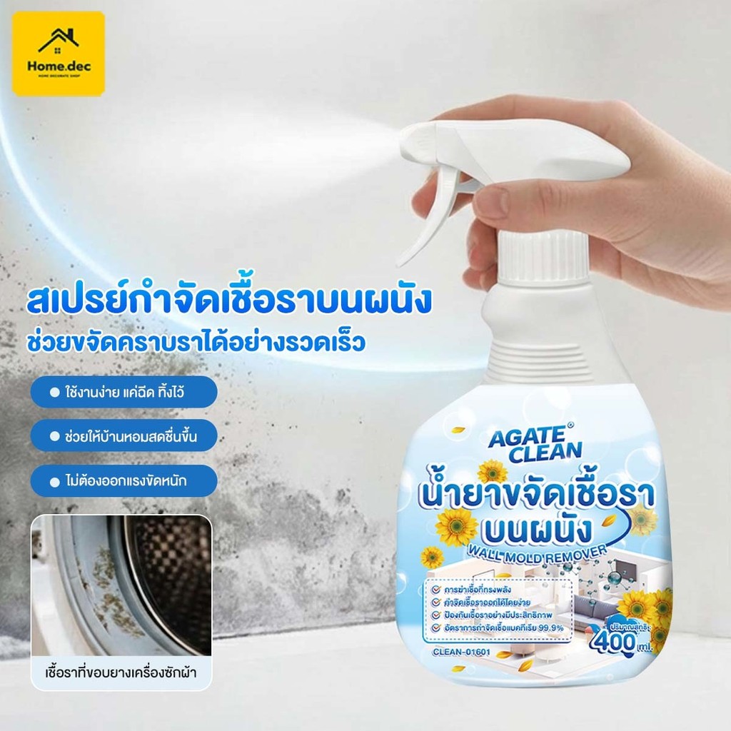 【AGATE CLEAN】สเปรย์ขจัดเชื้อรา กำจัดเชื้อรา คราบเชื้อรา น้ำยาขจัดราสำหรับผนัง เป็นมิตรกับผนัง ต้านเชื้อแบคทีเรีย