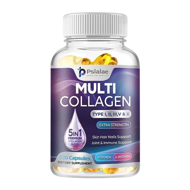 Pslalae Polycollagen Peptides Unisex Type I II, III, V, X - Hydrolyzed Collagen Peptides Pills for S