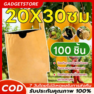 จำนวน 100 ถุงกระดาษคาร์บอน ถุงห่อผลไม้ ขนาด  20x30 cm ป้องกั…