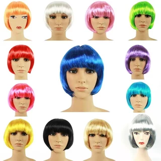 Bobo Hair หัวระเบิดสี ตลกคอสเพลย์วิกผมตรงสั้น เลดี้พรรคแฟชัน Props สีสันเวทีการแสดง