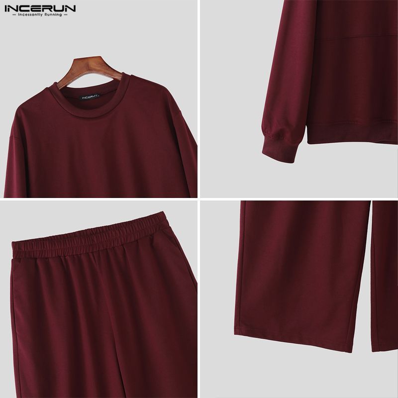 ชุดสองชิ้นสไตล์วินเทจ แขนยาวหลวมและกางเกงขาสั้นสำหรับผู้ชาย - รูปที่ 7