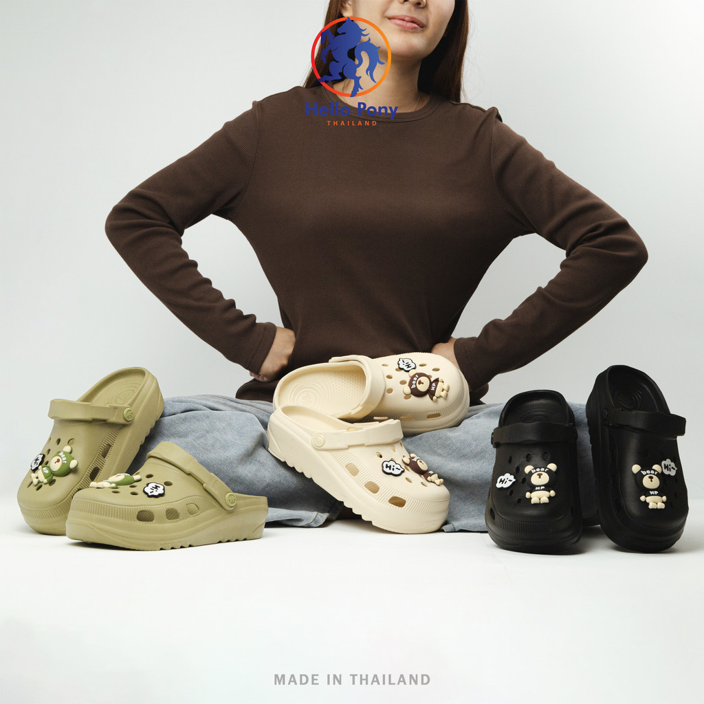 Hello Pony รุ่น MHM4017 รองเท้าแตะนอกบ้าน รองเท้าแตะแฟชั่น มีตัวติดการ์ตูน EVA กันลื่น แฟชั่น กระชับรูปเท้า
