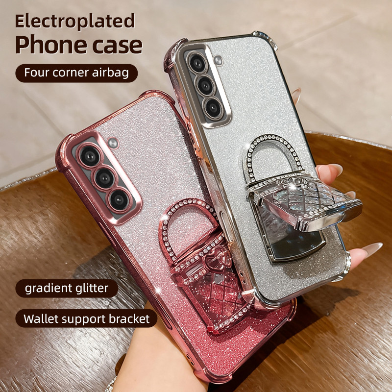 ล้อมรอบอย่างเต็มที่ซิลิโคนป้องกันกรณีSamsung Galaxy S23 Fe S23 + S23 Ultra S20 Fe S20 + S20 Ultra S21 Fe S21 Plus S21 Ultra S22 Plus S22 Ultra s10 เคสโทรศัพท์กันกระแทกสุนทรียศาสตร์สุภาพสตรีสไตล์พร้อมขายึด