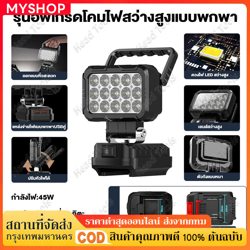 🔥มีสต็อก🔥ไฟฉายคาดหัว 980v LED ขนาด 3นิ้ว USB คู่ สปอตไลท์พกพาไร้สาย กลางแจ้งใช้ได้ ตกปลาฉุกเฉิน/มือถือ ไฟแรงสูงไกล