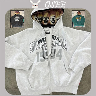 [โอ้] อเมริกันย้อนยุคซิปคาร์ดิแกนเสื้อกันหนาวมีฮู้ดหลวม 1994…