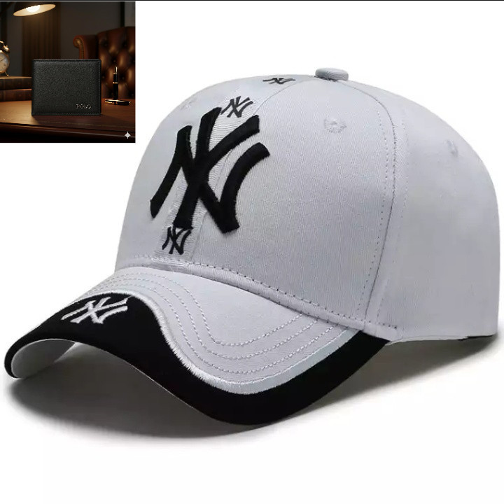 TOMBUAK.ID NY NEW YORK UNISEX HAT PACKAGE สําหรับผู้ชายและผู้หญิง / HAT PACKAGE ฟรี POLO WALLET / NY